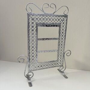 NEW Ornate Silver Metal Tabletop Jewelry Display Stand for Earrings